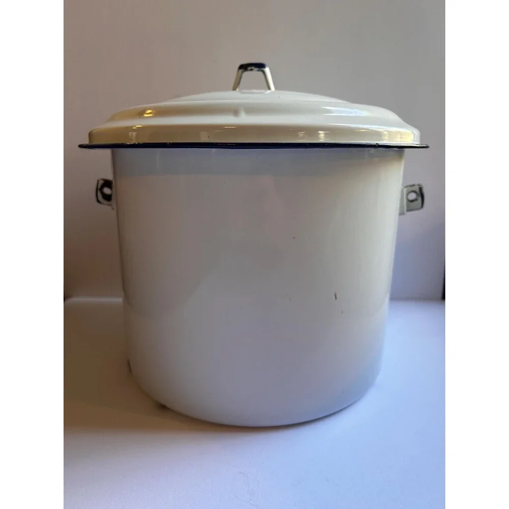 Vintage Federal Enamelware Pot | Retro Kitchen Storage Canister | Diaper Pail
